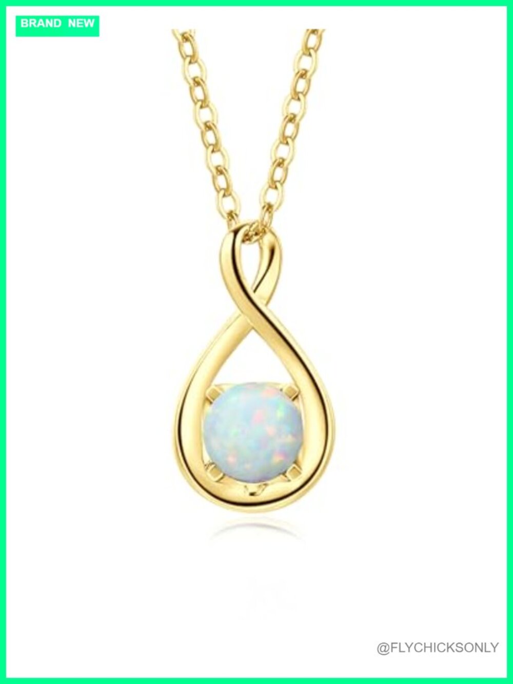 14K Solid Gold Birthstone Infinity Pendant Necklace Sterling Silver Chain